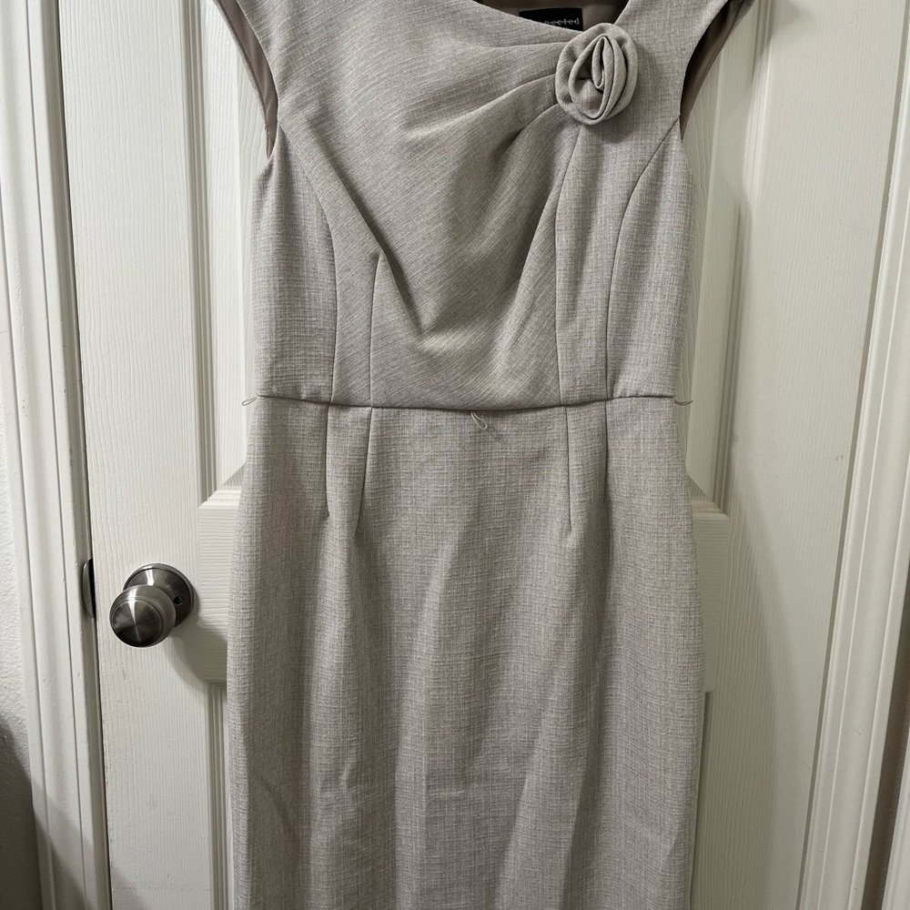 Connected Apparel Gray Sheath Midi Dress Sleeveless Scoop Neck